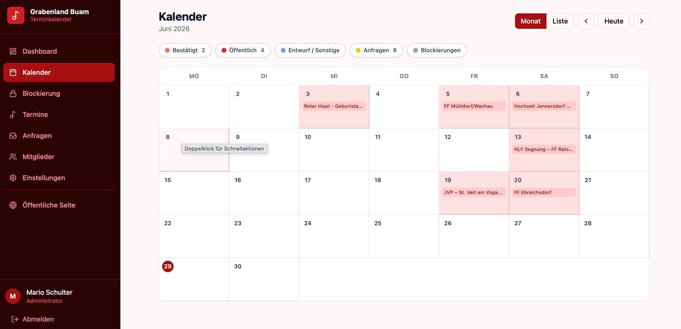 Grabenland Buam — Termintool